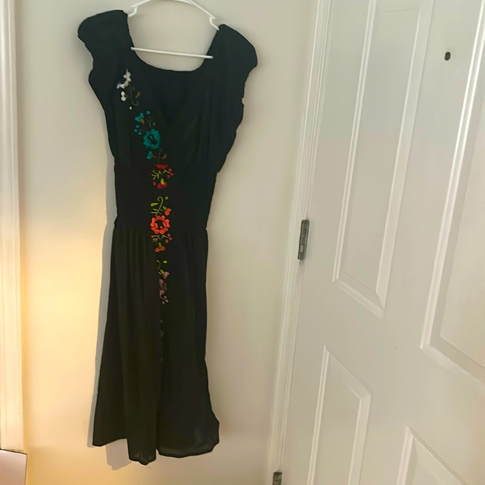 Embroidered black dress